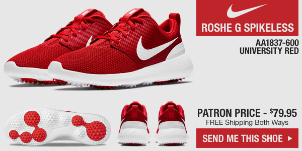 Click here and we'll ship you the new Nike Roshe G Spikeless Golf Shoes in University Red - style AA1837-600
