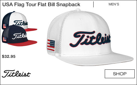 Titleist USA Flag Tour Flat Bill Snapback Mesh Adjustable Golf Hats