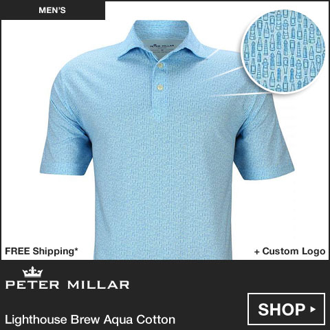 Peter Millar Lighthouse Brew Aqua Cotton Golf Shirts
