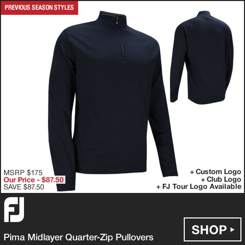 FJ Pima Midlayer Quarter-Zip Golf Pullovers - FJ Tour Logo Available - Previous Season Style