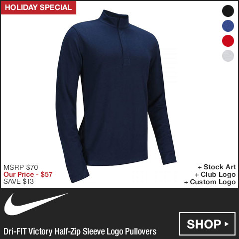 Nike Dri-FIT Victory Half-Zip Sleeve Logo Golf Pullovers - Holiday Special