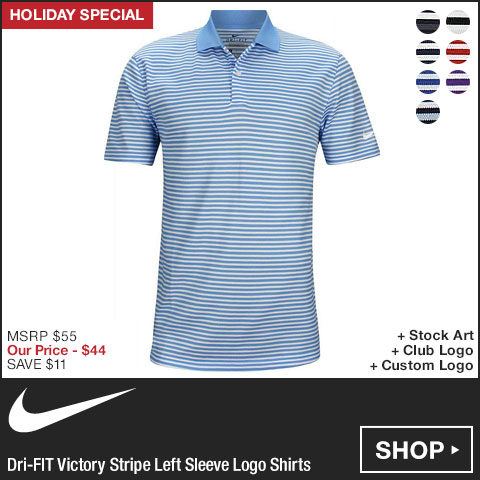 Nike Dri-FIT Victory Stripe Left Sleeve Logo Golf Shirts - Holiday Special