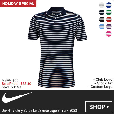 Nike Dri-FIT Victory Stripe Left Sleeve Logo Golf Shirts - 2022 at Golf Locker