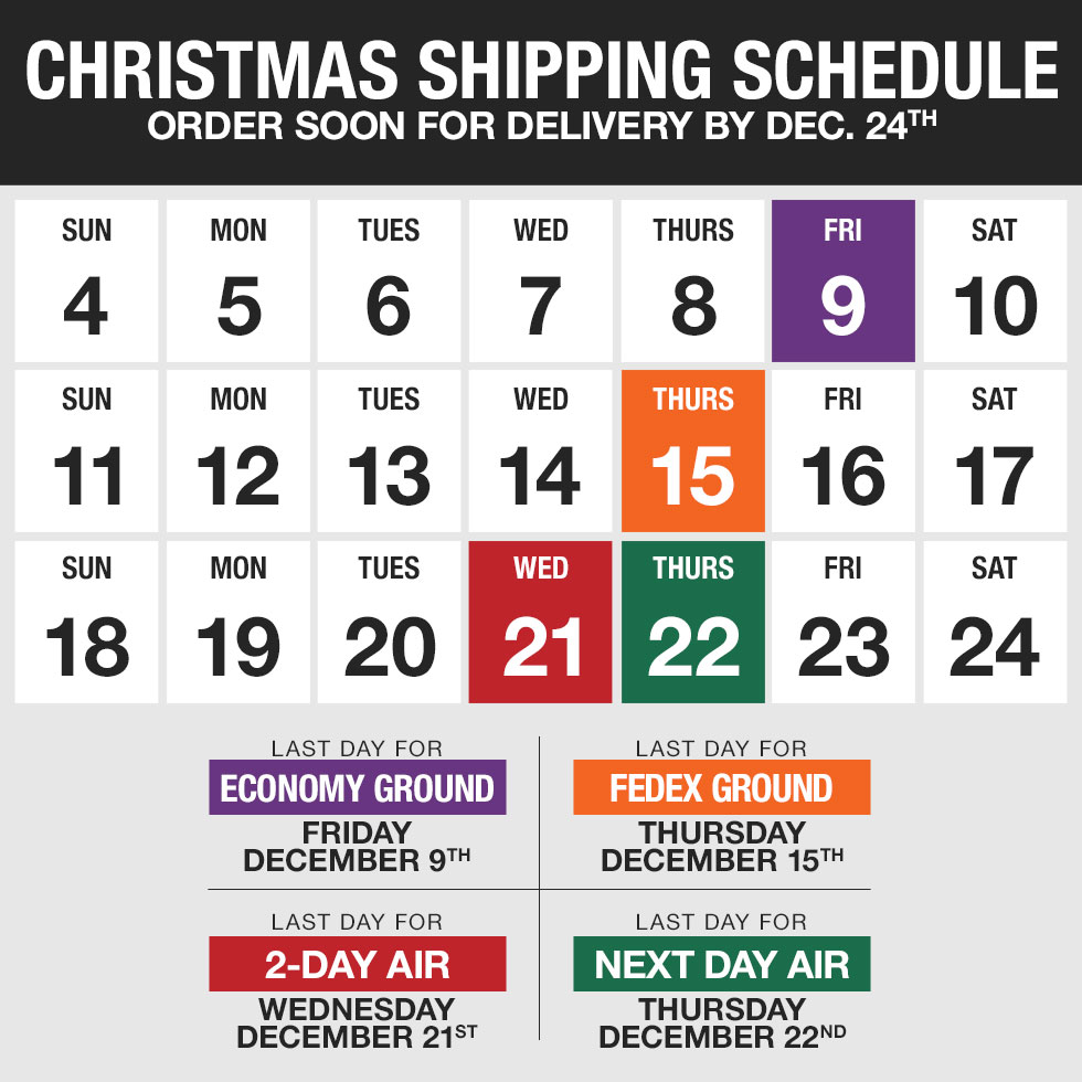 Christmas Delivery Schedule at Golf Locker