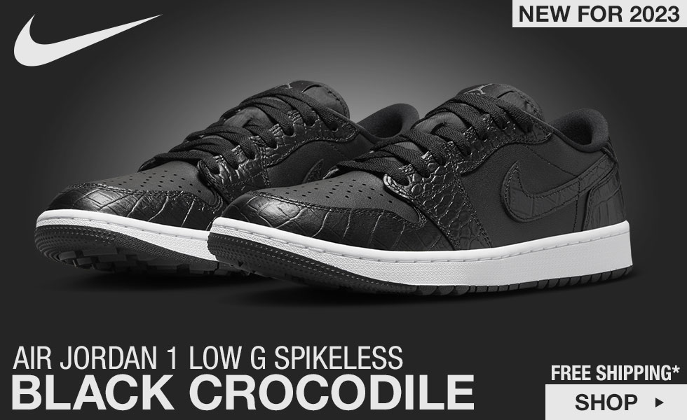 New 2023 Air Jordan 1 Low G Spikeless Golf Shoes With Black Croc Print at Golf Locker