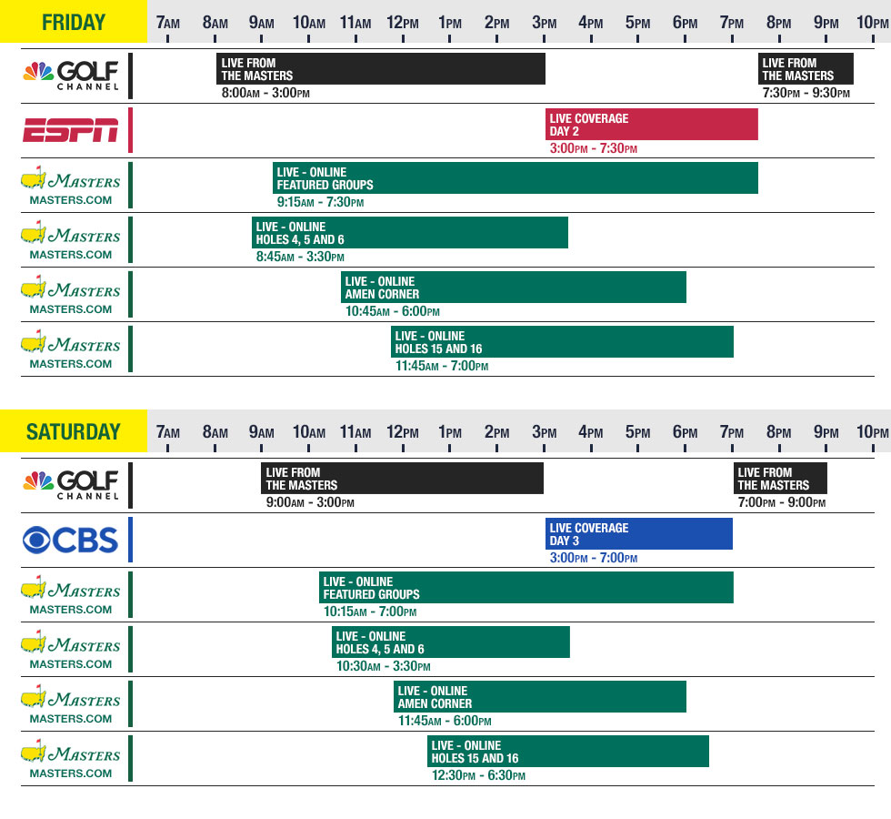 2023 Masters TV Viewing Guide from Golf Locker