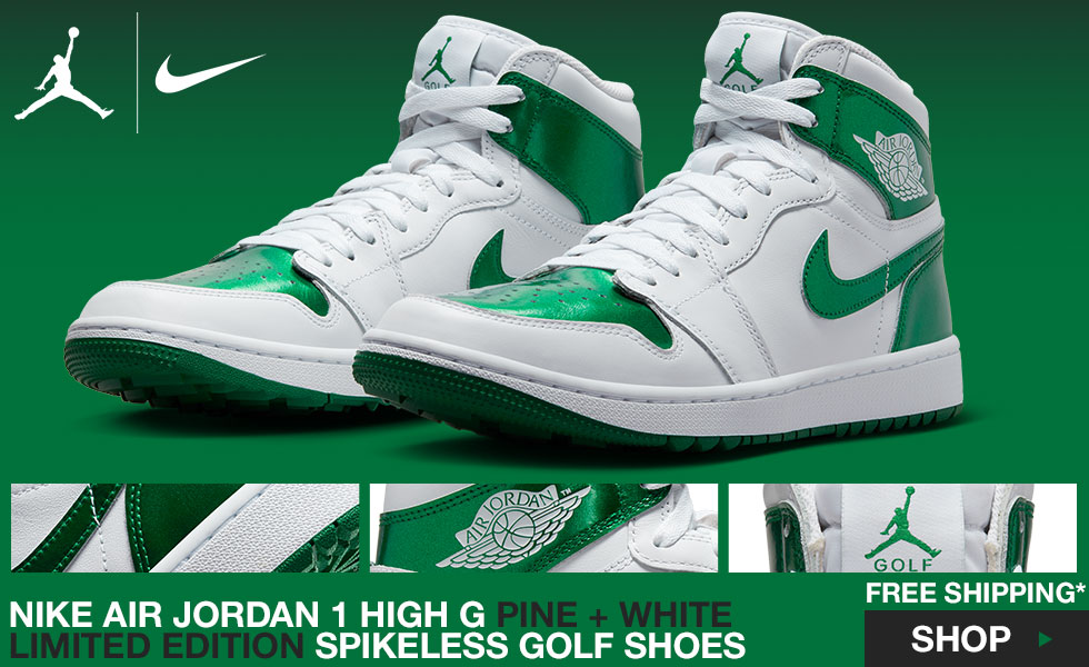Nike Air Jordan 1 High G Spikeless Golf Shoes - Pine and White Limited Edition at Golf Locker