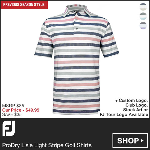 FJ ProDry Lisle Light Stripe Golf Shirts - FJ Tour Logo Available - Previous Season Style at Golf Locker