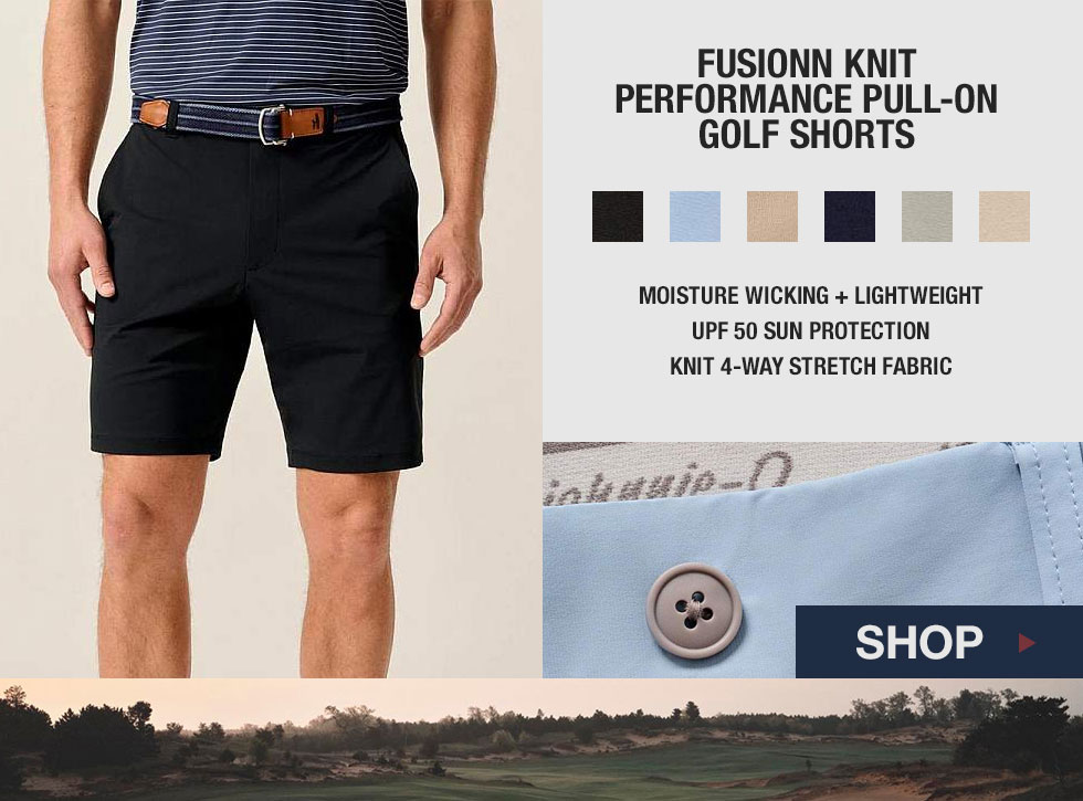 Johnnie-O Fusionn Knit Performance Pull-On Golf Shorts at Golf Locker