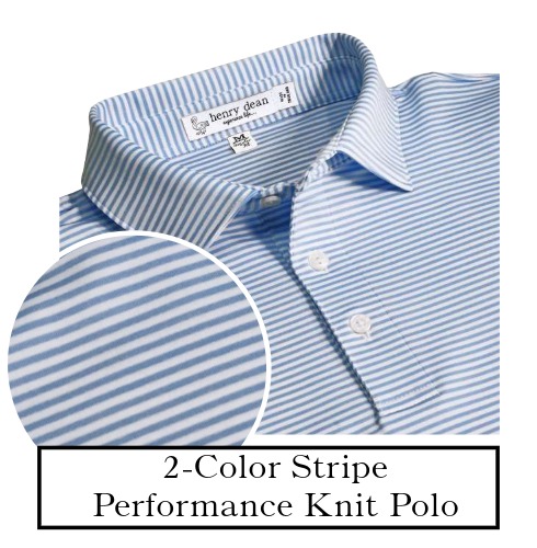 Henry Dean Two Color Stripe Performance Knit Golf Shirt