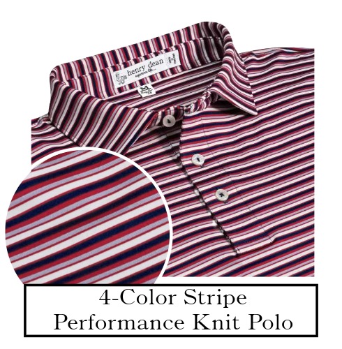 Henry Dean Four Color Stripe Performance Knit Golf Shirt