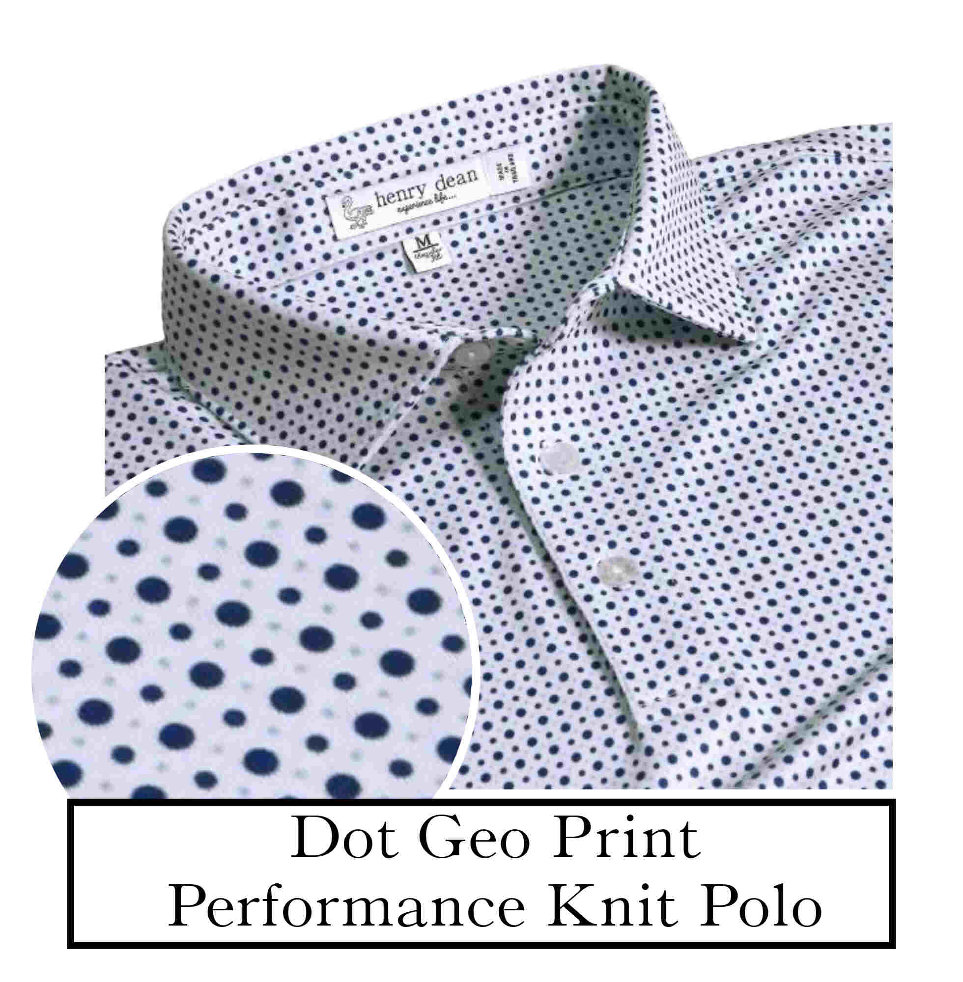 Henry Dean Dot Geo Performance Knit Golf Shirt