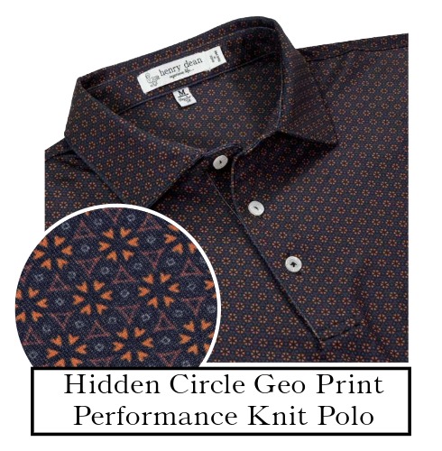 Henry Dean Hidden Circle Geo Performance Knit Golf Shirt