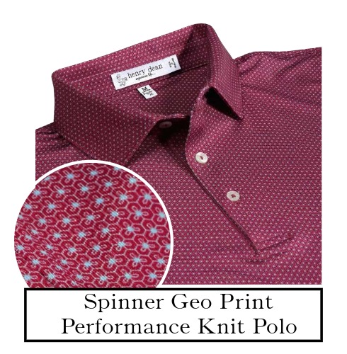 Henry Dean Spinner Geo Performance Knit Golf Shirt