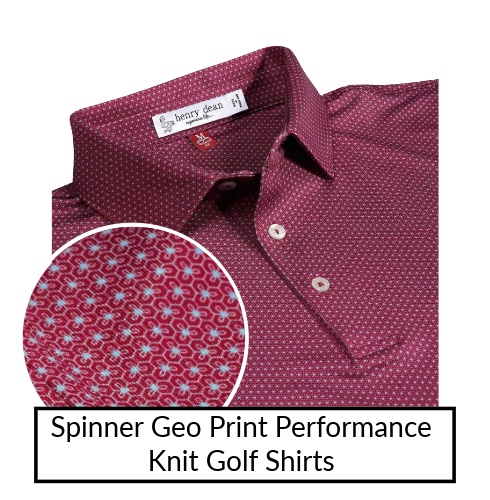 Spinner Geo Print Performance Knit Golf Shirts