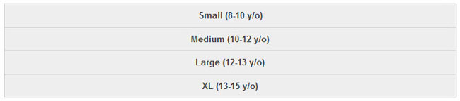 FootJoy Junior Golf Apparel Size Chart