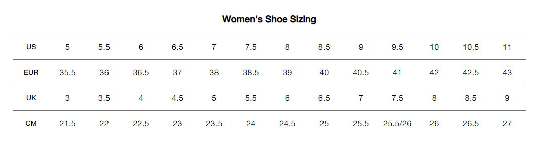 G/FORE Women's Shoes Size Chart
