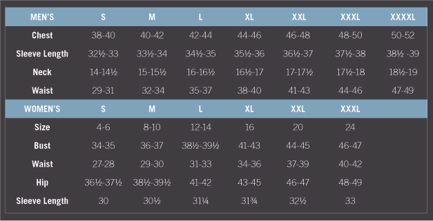 Greg Norman Sizing Guide