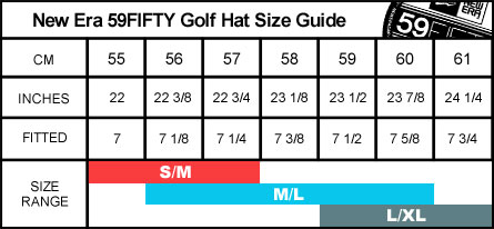 New Era 59FIFTY Men's Golf Hat Size Guide