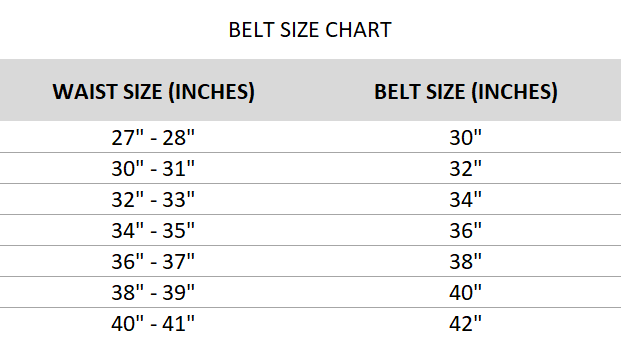 belt size chart uk