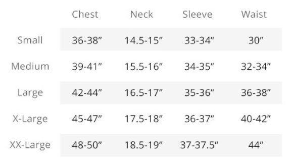 Peter Millar Golf Shirt Size Chart