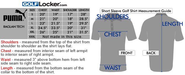 puma shirt size chart