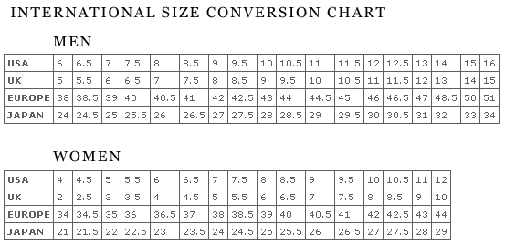 Footjoy Shoe Size Chart