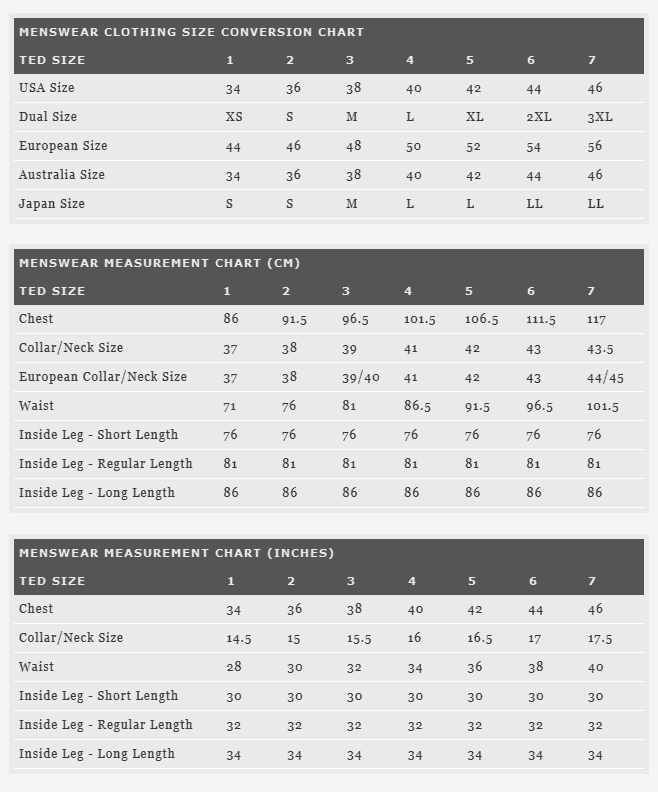 Ted Baker Chart Size