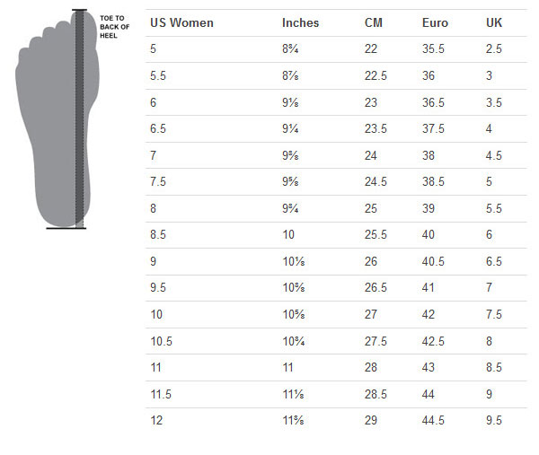 women's and youth shoe size chart