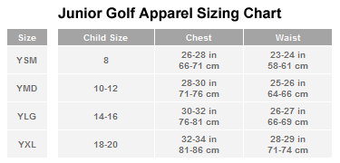 Junior Apparel Sizing Chart