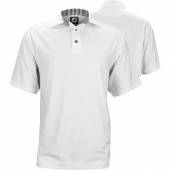 FootJoy ProDry Lisle Solid Golf Shirts with Self Fabric Collar - FJ Tour Logo Available in White with navy and white stripe accents