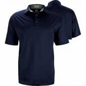 FootJoy ProDry Lisle Solid Golf Shirts with Self Fabric Collar - FJ Tour Logo Available in Navy with navy and white stripe accents