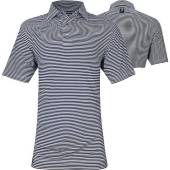 FootJoy ProDry Lisle Feeder Stripe Self Collar Golf Shirts - FJ Tour Logo Available in Navy with white stripes