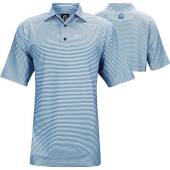 FootJoy ProDry Lisle Feeder Stripe Self Collar Golf Shirts - FJ Tour Logo Available in Reef blue and white stripes