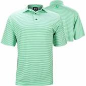 FootJoy ProDry Lisle Feeder Stripe Self Collar Golf Shirts - FJ Tour Logo Available in Spearmint with white stripes