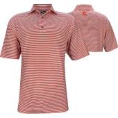FootJoy ProDry Lisle Feeder Stripe Self Collar Golf Shirts - FJ Tour Logo Available in Scarlet with white stripes