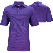 FootJoy ProDry Lisle Feeder Stripe Self Collar Golf Shirts - FJ Tour Logo Available in Soft purple with deep blue stripes