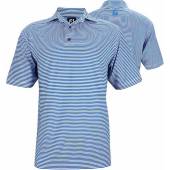 FootJoy ProDry Lisle Feeder Stripe Self Collar Golf Shirts - FJ Tour Logo Available - Previous Season Style in Cobalt and white stripes