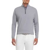 Peter Millar Perth Sugar Stripe Performance Quarter-Zip Golf Pullovers in Iron white