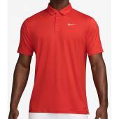 Nike Tour Dri-FIT Solid Golf Shirts in Habanero red
