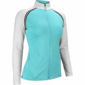 FootJoy Women's French Terry Full-Zip Golf Pullovers - FJ Tour Logo Available - Previous Season Style in Bluefish with white accents