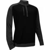 FootJoy Wind Tech Quarter-Zip Merino Blend Golf Sweaters - ON SALE in Black and heather charcoal