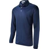 Peter Millar Solid Stretch Jersey Long Sleeve Golf Shirts in Navy