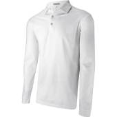 Peter Millar Solid Stretch Jersey Long Sleeve Golf Shirts in White