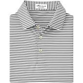 Peter Millar Hales Stripe Performance Jersey Golf Shirts in Iron grey with white stripes