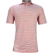 Peter Millar Hales Stripe Stretch Jersey Golf Shirts in Red ginger with white stripes