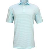 Peter Millar Hales Stripe Stretch Jersey Golf Shirts in Tropical blue with white stripes
