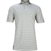 Peter Millar Hales Stripe Stretch Jersey Golf Shirts in Gale grey with white stripes