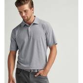 Peter Millar Jubilee Stripe Stretch Jersey Golf Shirts in Iron grey with white stripes