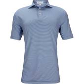Peter Millar Jubilee Stripe Stretch Jersey Golf Shirts in Blue lapis with light blue stripes